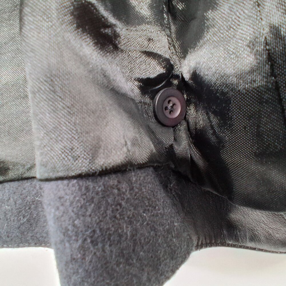 Vintage 1990s GAP Genuine Leather Vest Black Wool Back Button Front Womens S - Picture 6 of 9